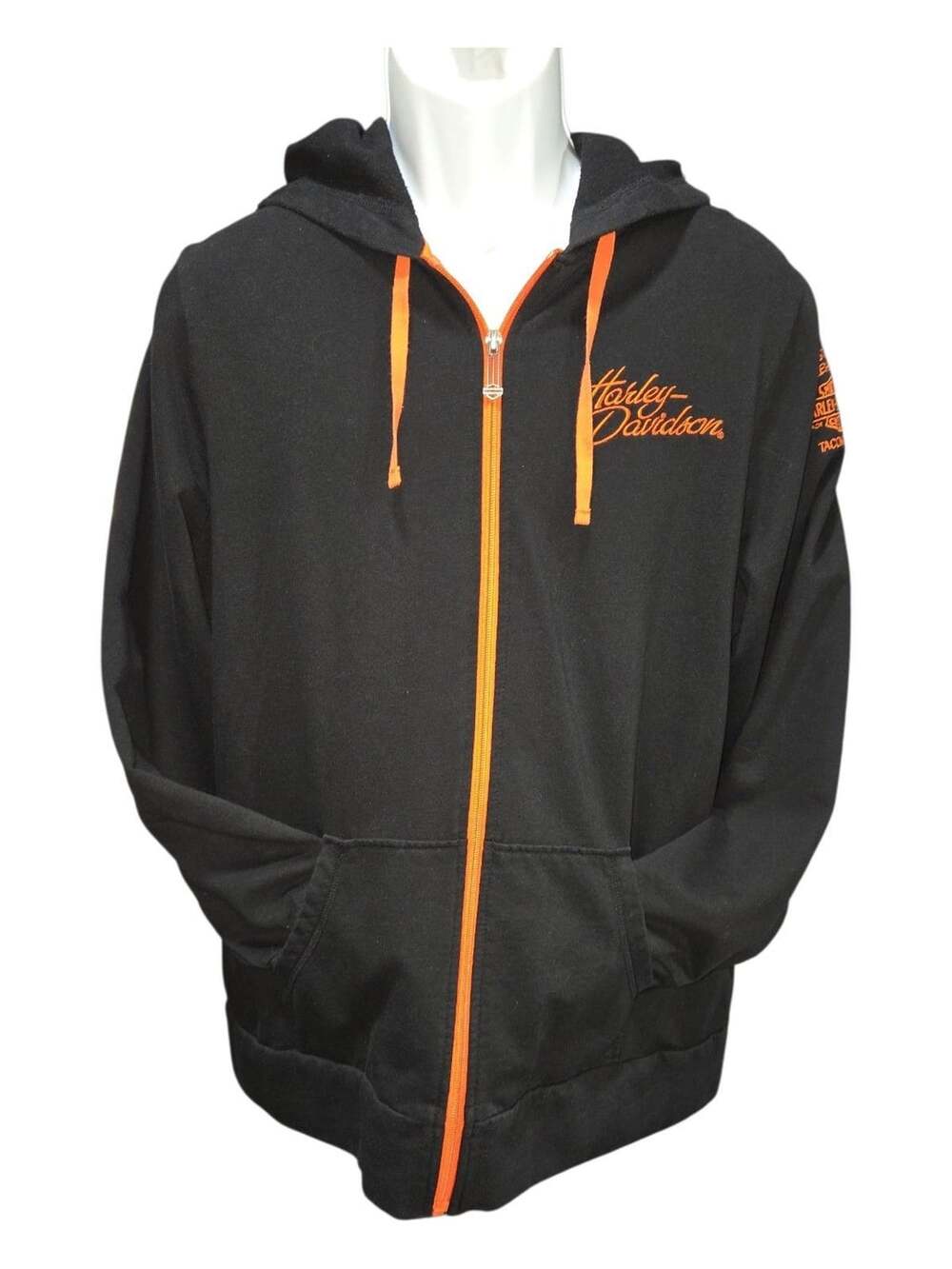 Harley-Davidson Zip-Up Hoodie Size XL Black Orange Tacoma WA